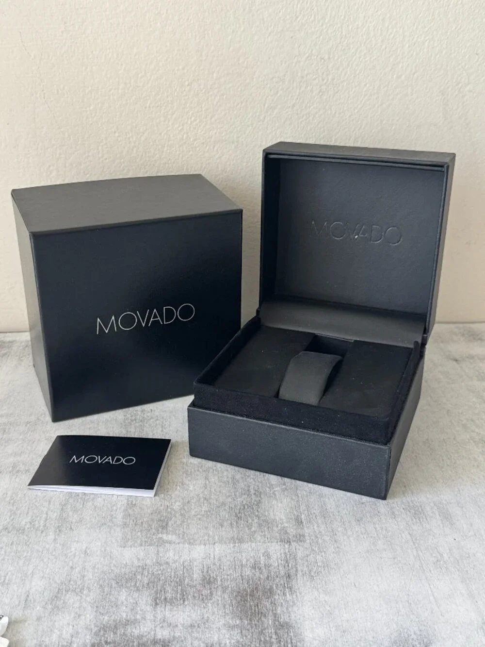 Genuine MOVADO Black Watch Presentation Box With Case, UNISEX without Watches!